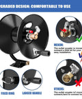 Heavy Duty Pressure Washer Hose Reel With 4000 PSI Rating, detailed view of outlet coupler, hand crank, fittings labeled