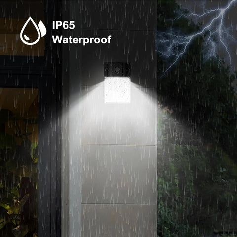 Dusk To Dawn Photocell LED Wall Pack Light With 3600 Lumens, 5000K Daylight, Outdoor IP65 Waterproof, on wall in rain