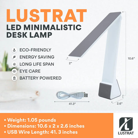 Portable Rechargeable Led Desk Lamp With Three Light Modes For Home Office Dorm And Travel Grey Minimalist Table Lamp