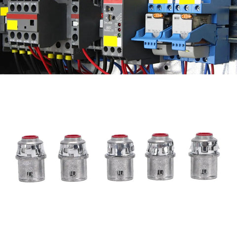 Heavy Duty 3/8 Inch MC Cable Connectors For 14 12 And 10 Gauge Wire, Zinc alloy body, ideal for secure cable connections.