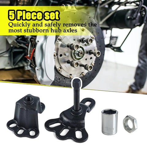 Pro Grade Universal Front Wheel Bearing Puller and Rear Axle Puller Kit, 2 Pack flange type hub removers in use