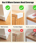 Image showing White Rubber Corner Protectors Self Adhesive Baseboard Guards used on wall corners, furniture edges, and wall-counter gap.