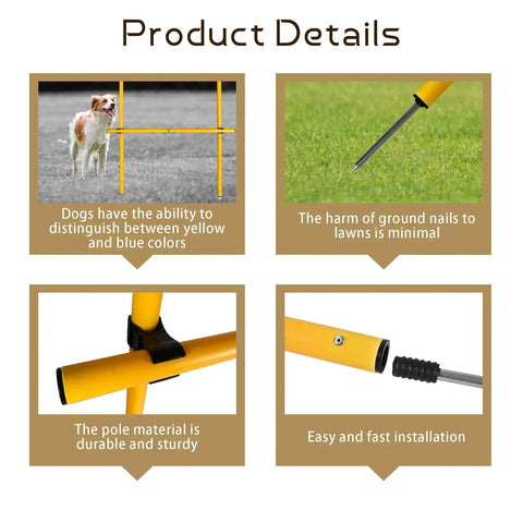 Product details of 2.6 Ft Dog Agility Obstacle Course Backyard Set With Wave Poles And Adjustable Hurdles Pack Of 3 Yellow For Training And Exercise