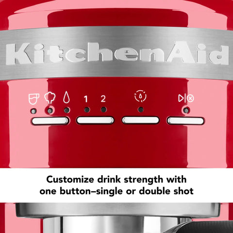 Empire Red Metal Semi Automatic Espresso Machine With Dual Smart Temperature Sensors And 58mm Commercial Grade Portafilter