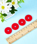 Red Spool Pin Felt Pads For Sewing Machines, 100 Pieces Replacement Felts For Spool Pins, Thread Spool Pin Adapter, Treadle Machine Parts, Ideal For DIY Sewing Arts Crafts And Projects, 4 red felt pads with ruler