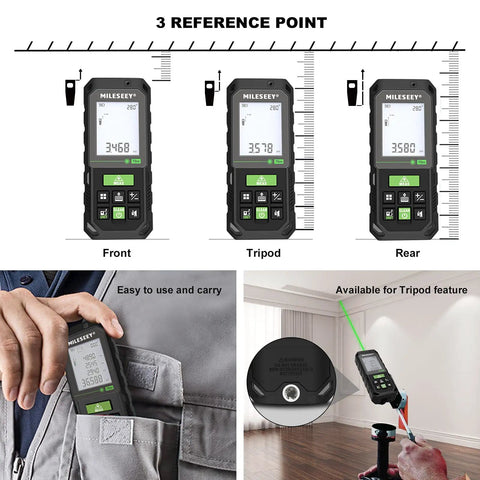 130ft Laser Distance Meter With Dual Bubble Levels, Plus Minus 1/16 Inch Accuracy, Fast Laser Measurements For Area, Volume