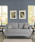 Living room with gray sofa and a pair of table lamps for living room and bedroom, 3-way dimmable touch control, USB ports.