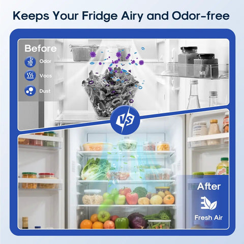 Refrigerator Air Filter Replacement For LT120F LG And Kenmore Elite 469918 9918; before and after fridge freshness comparison