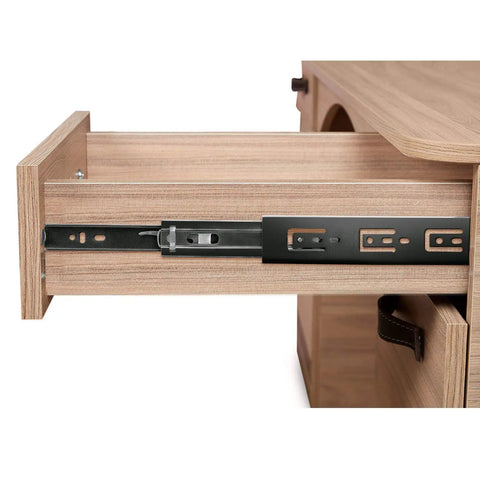 Side view of drawer with Four Pairs Of 8 Inch Beefy Heavy Duty Metal Ball Bearing Side Mount Drawer Slides Quiet Black Glide With Rubber Brake