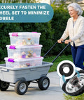 Person using cart secured with Heavy Duty Internal Tooth Star Lock Washer Kit For Quick One Way Locking On Axles 49 Piece Set
