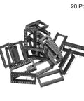 Pile of 20 Pack DIP IC Socket Adapters 28 Pin, 2.54mm Pitch For Soldering And Quick IC Testing, black rectangular connectors