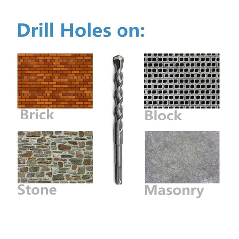 30-piece SDS-Plus masonry drill bit set, 5/32 in x 6 in; center bit shown with brick, block, stone, masonry textures
