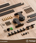 10ft Sliding Barn Door Hardware Kit Built Tough For 60 Inch Wide Single Door Panel Black T Shaped Track System parts layout