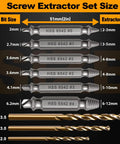 Pro Grade Heavy Duty Damaged Screw Extractor Set With 65HRC HSS 6542 Material Upgraded Removal Tool Kit And 3 Twist Drill Bits