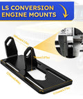 Adjustable LS Conversion Engine Mounts For Chevy GMC Square Body OBS Trucks side view with dimensions in high carbon steel.