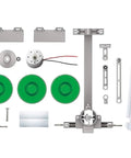 Green Solar Rover Kit For Kids DIY STEAM Science Project To Build Your Own Solar Powered Rover From A Recycled Can Ages Five And Up Hands On Learning Toy For Boys And Girls, parts laid out