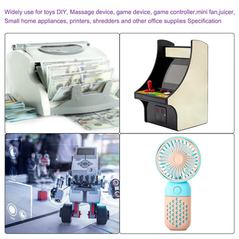 Collage of DIY electronic devices including a money counter, mini arcade game machine, robot, and handheld fan