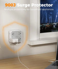 11 In 1 Wall Outlet Extender With 8 Sockets 1 USB C And 2 USB A Ports Surge Protector installed near window during storm