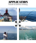 Various fishing applications showcasing Pro Grade Stainless Steel Duo Lock Snaps With Smooth Swivels And Slide Rings, 40 to 220 lb test.