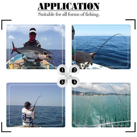 Various fishing applications showcasing Pro Grade Stainless Steel Duo Lock Snaps With Smooth Swivels And Slide Rings, 40 to 220 lb test.