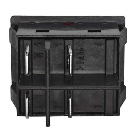 Back view of the 4 Pin Rocker Switch Pack Of 2 Beefy 30A 125V 250V Heavy Duty T85 55 1E4 Switches, showing connectors.