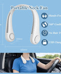 Portable Bladeless Neck Fan Offering Comfy Hands Free Cooling And Three Speed Adjustable Airflow Designed For Scorching Car Rides And Pickup Truck Adventures Chill Out In Style And Skip The Sweat shown worn by a person driving