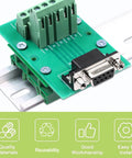 Durable Plastic DIN Rail Mounting Adapter Kit 10 Sets For 35mm Rails with circuit board and mounting brackets, shown installed.