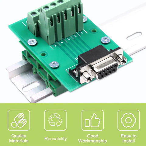 Durable Plastic DIN Rail Mounting Adapter Kit 10 Sets For 35mm Rails with circuit board and mounting brackets, shown installed.