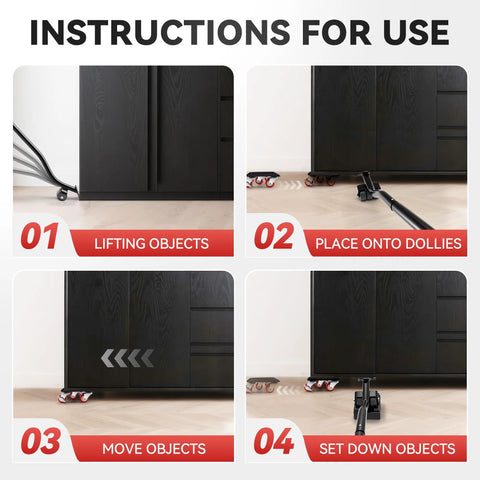 Heavy Duty Industrial Furniture Movers With Wheels And Dolly Lifter Sliders Five Casters Cart Instructions for use