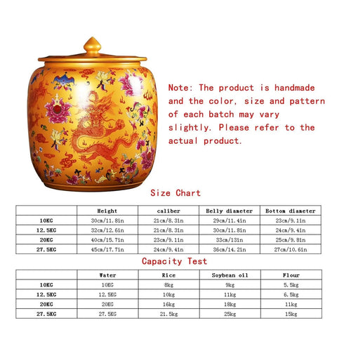 Big Ol Ceramic Rice Canister With Tight Lid For Keeping Flour Grains And Dry Goods Fresh, colorfully designed for kitchen storage.