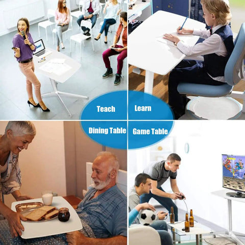 Slick Mobile Laptop Desk With Adjustable Height And No Sweat Rolling Casters Nifty Bedside Workstation, versatile for teaching and gaming.