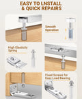Heavy Duty Bifold Door Hardware Repair Kit 2 Pack for Bi Fold Sliding Closet Doors Replacement with brackets, pivots, wheels.