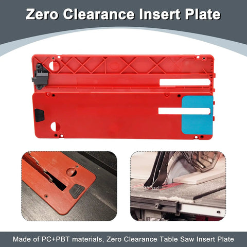 Zero Clearance Table Saw Insert Plate For SKIL TS6307-00 Replacement STZ6307, red aluminum with adjustable height mechanism
