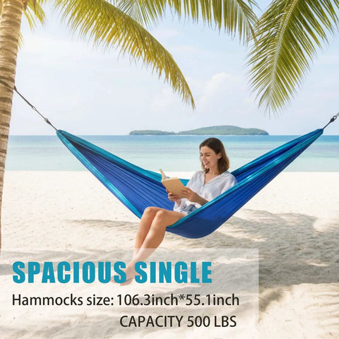 Camping Hammock With Tree Straps Ultra Lightweight Parachute Nylon 600 Lb Heavy Duty Outdoor Gear For Hiking Beach Travel Easy Setup