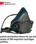Half Facepiece Reusable Respirator With NIOSH Approval, Cool Flow Valve Keeps It Cool, Silicone Faceseal, Small Size
