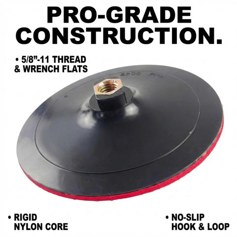 7 Inch Hook And Loop Backing Pad For Angle Grinders And Polishers Pro Grade Rigid Low Profile Sanding Pad 5/8-11 Thread