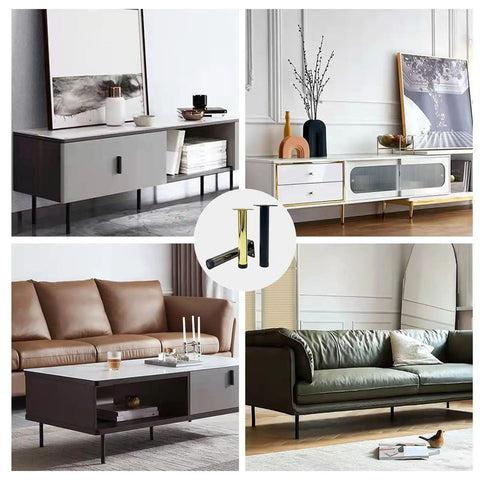Adjustable Metal Furniture Legs Set Of 4 with Plastic Foot Pads, 14 Cm Tall Gris Finish used on sofas and cabinets
