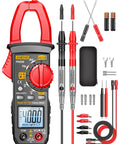 All-In-One Digital Clamp Meter Multimeter For AC And DC Current And Voltage NCV Capacitance Resistance Diodes Continuity Frequency Backlit LCD 4000 Counts Handy Pro-Grade Electrician Tool For Quick Troubleshooting with accessories