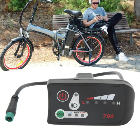 Electric Bike LED Power Display Panel For 22.2mm Handlebars Waterproof 5P Plug Dope Mod Meter For 36V E Bikes