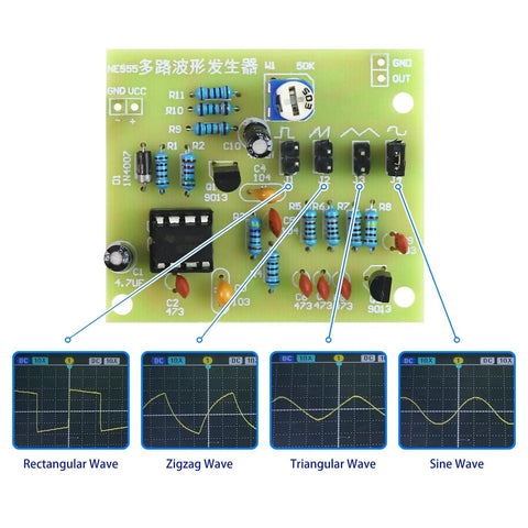Beginner Friendly Soldering Practice Kit With Multiplex Waveform Generator Plug In Circuit Board Learn Soldering Skills Includes 29 Components And 17 Plug In Parts For Hands On Electronics Projects featuring PCB with waveform graphs