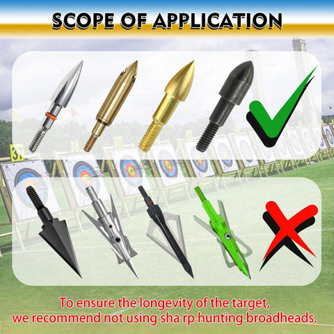 Image showing compatible arrows for Backyard Archery Target Set for Compound and Recurve Bows, with straw backstop indication.