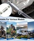 Two Pack Brake Bleeder Hose With One Way Check Valve For Motorcycle Clutch And Brake Bleeding Tool Pro Grade Hydraulic System Kit Durable Aluminum And Rubber Build Essential Motorbike Accessories, shown with applications for motorcycles, bicycles, saloon cars, and SUVs