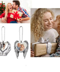 Sublimation Angel Wing Ornament Blanks Set with Metal Love Heart Pendant for Easy Personalization and DIY Photo Inserts.