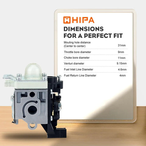 Echo SRM 225 Carburetor Replacement For Trimmer Weedeater Fits SRM 225 GT225 PAS 225 PE225 SHC225 PPF225 with dimensions sign