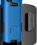 Kickass Protective Kickstand Case And Ratchet Holster Combo For Zebra TC53 TC58 Mobile Computer Handheld Scanner in blue and black.