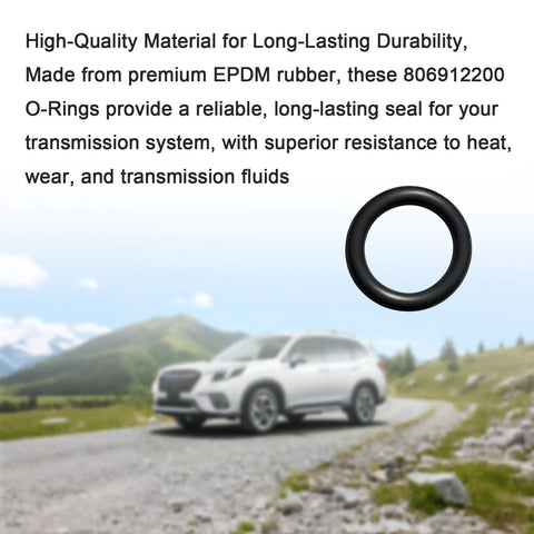 Subaru CVT Transmission Control Valve O Ring Seals 5 Pack 806912200 Premium EPDM Rubber Seals For Transmission Fluid Heat Wear Resistance Long Lasting Durability Helps Prevent Leaks black O-ring on Subaru CVT seal graphic