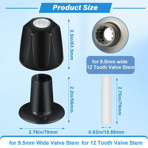 Matte Black Shower Knob Set For Verve Tub And Shower Handles 2 Piece Replacement Must Have 12 Tooth 9.5mm Valve Stem sizes