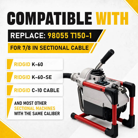 Top Shelf Three Inch Root Cutter Machine Attachment For Kick Serious Gunk And Grease Buildup Drain Auger Replacement Accessory image showcasing compatibility with Ridgid machines.