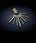 Heavy Duty Bugle Head Wood Screws Crafted From Type 316 Stainless Steel With T25 Six Lobe Drive shown on a keyring for easy access.