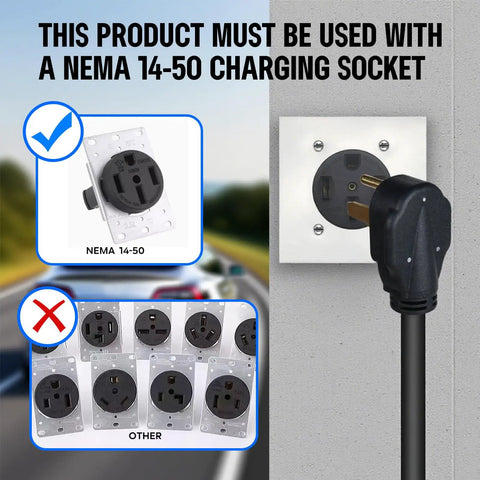 NEMA 14-50 socket compatibility for Top Tier Level Two EV Charger With NACS Connector And NEMA 14-50 Plug For Tesla.
